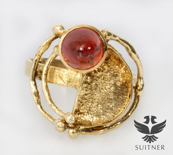 Design Turmalin Ring aus 585 Gold Pink / Rot Unikat Handarbeit Nugget