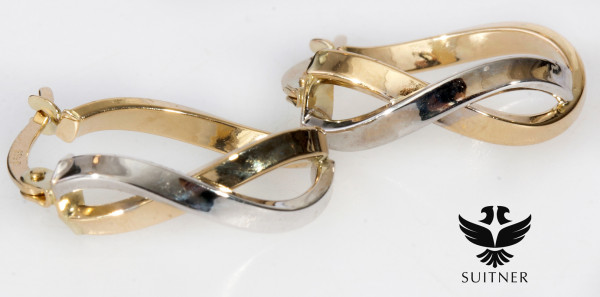585 Gold Creolen Unendlichkeit Weißgold Gelbgold neuwertig