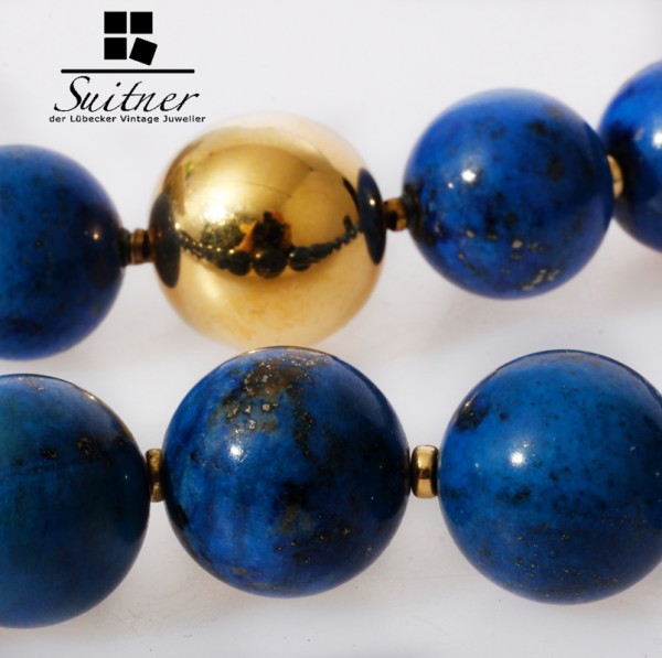 WILM Kugel Kette aus Lapislazuli mit 750 Gold NP 9.800,- XL 15mm aus Hamburg