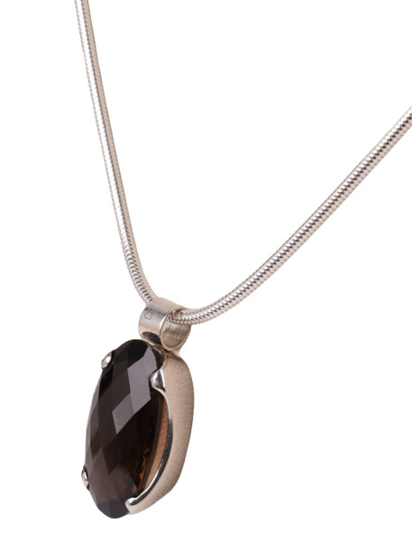 Lübeck Unikat 7ct Rauchquarz Kette Anhänger 925 Silber Handarbeit Länge 45cm