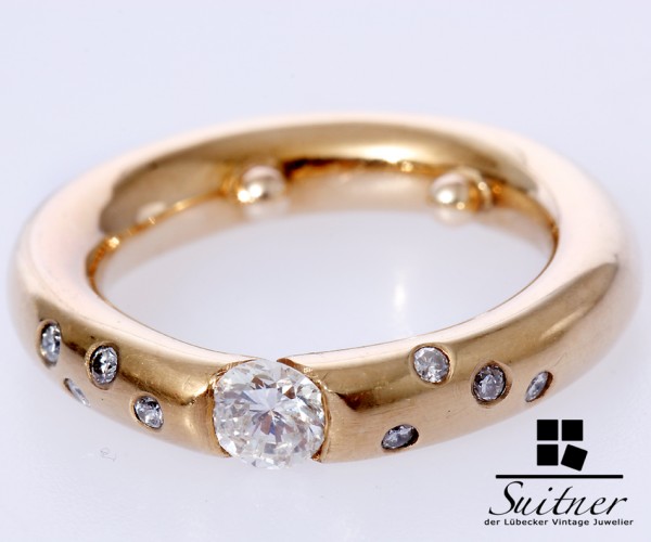 moderner 0,57ct. Spannring Brillant Ring 585 Gold sehr massiv