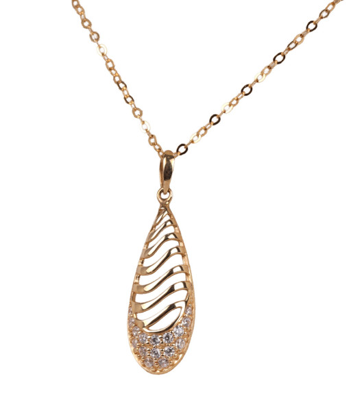 moderne neue Kette mit Anhänger aus 585 Gold weißen Steinen Brillant Schliff