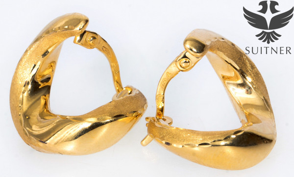 neue Design Creolen aus 750 Gold poliert mattiert schwunghafter Verlauf modern