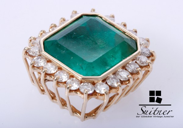 wunderschöner 27 ct. Smaragd Brillant Anhänger 585 Gold - Emerald XL