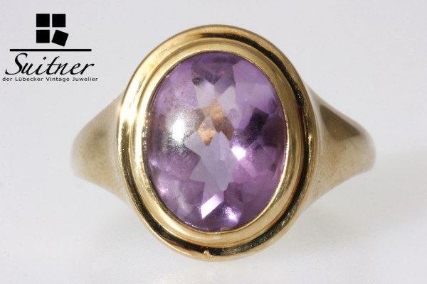 Amethyst Ring 375 Gold moderner Schliff Gr. 59,5