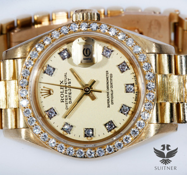 Rolex Lady Datejust 69138 - Factory Diamanten Lünette 750 Gold Borke 9235f