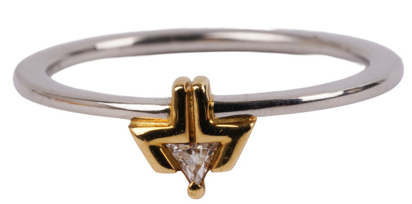 Design Ring 750 Gold Triangel Diamant Gr. 53 Weißgold Unikat