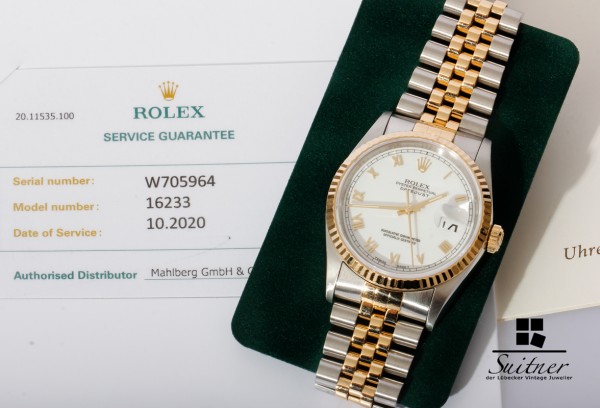 Rolex Datejust Stahl Gold Ref. 16233 weißes Zifferblatt neue Revision Bj 1995