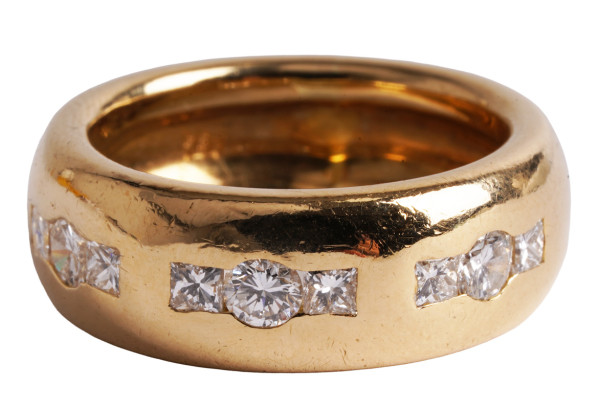 wertvoller Bandring Brillanten Princess Diamanten massiver Ring 750 Gold RG 53