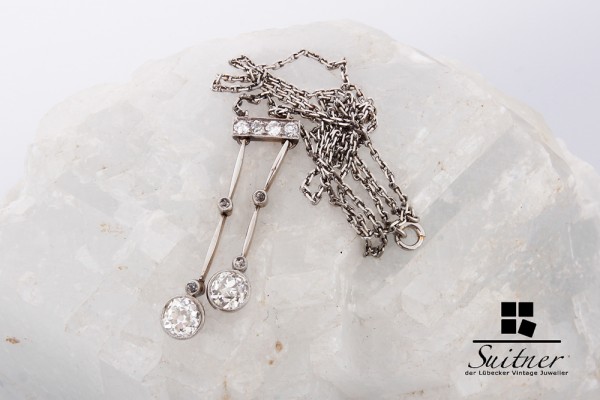 Toi-et-moi Lavaliere Brillant ca. 1,00 ct Platin