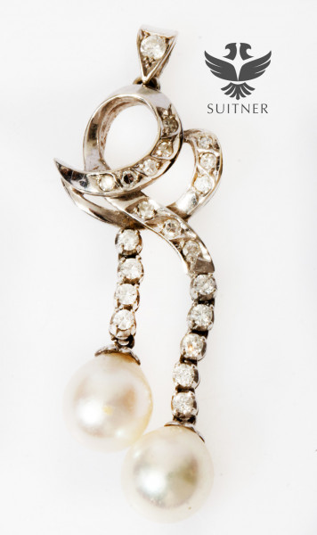 feiner Perlen Brillant Anhänger aus 750 Weißgold Pendant Diamanten