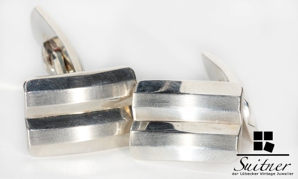 Art Deco Manschettenknöpfe aus 835 Silber klares massives Design