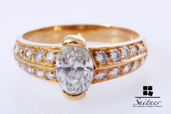 Ring Diamant gut 1,00 ct. Marquise Schliff 585 Gold Gr. 56