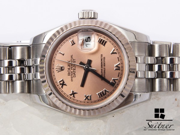 neue Rolex Lady Datejust Stahlt Weißgold Rosé Zifferblatt 179174 Box Papiere Set