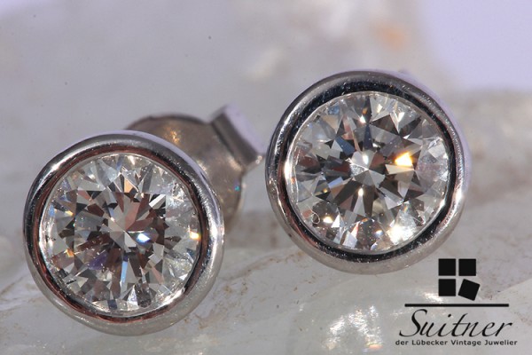Solitär Ohrstecker Brillanten zus. ca. 1,00 ct 750 Weißgold