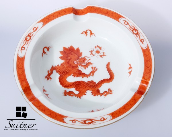 Schöner Aschenbecher - Meissen - Hofdrache in Eisenrot