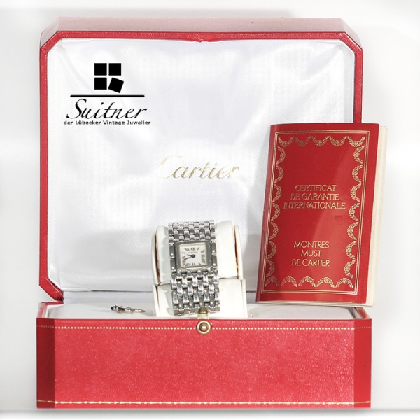 Cartier Panthere Ruban Stahl mit Perlmutt Zifferblatt - Fullset mit Box und Papieren