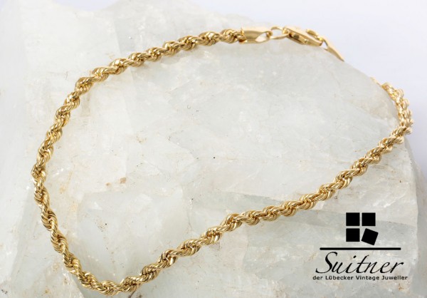 Armband Kordel 375 Gold 19 cm Singapur Design neuwertig Bracelet