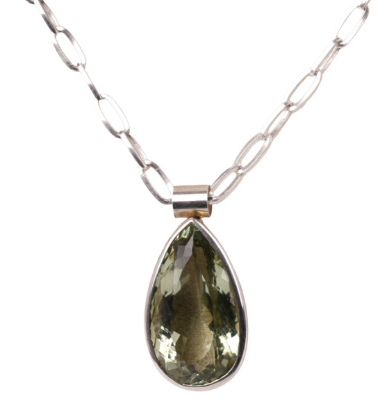 Unikat aus Lübeck 13,14ct Prasiolith Collier Silber Kette Handarbeit 60cm