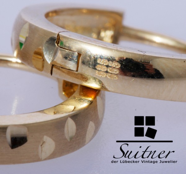 Zeitlose feine Creolen aus 585 Gold matt und poliert Design