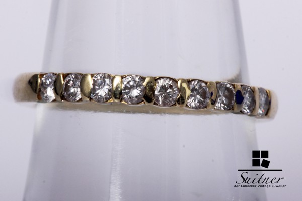 Alliance Ring mit 9 Brillanten zus. 0,45 ct. 585 Gold Gr. 55