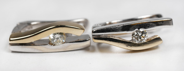 moderne kantige Kreolen aus 585 Gold mit 0,20ct. Brillanten Ohrringe