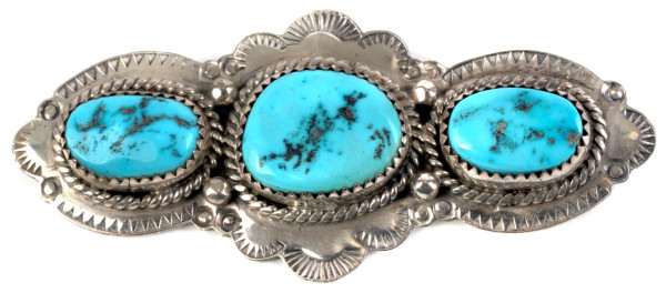 Brosche Türkis 925 Sterling Silber Navajo Schmuck