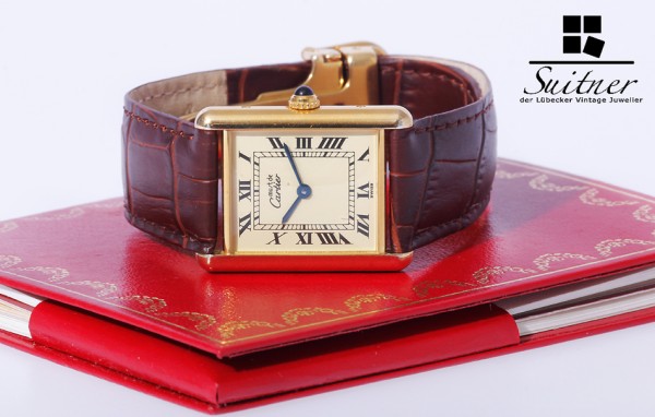 Must de Cartier Tank Vermeil Silber vergoldet Zertifikat Ref. 1615