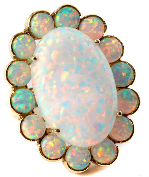 wertvoller großer 19ct. Opal Ring 585 Gold Gr. 59 Australien Unikat Crystal