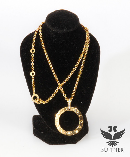 Bvlgari - Bulgari Collier mit XL Anhänger und Brillanten Sautoir 750 Gold Kette