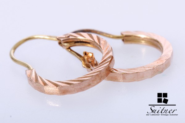 feine klassische Creolen aus Rosegold 585 Gold Rosé
