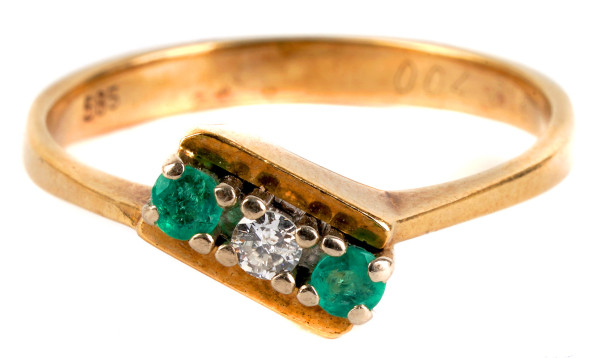 zeitloser Smaragd und Brillant Ring 585 Gold Gr. 54