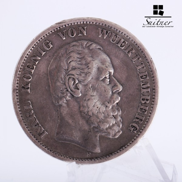 5 Mark Württemberg 1875 König Karl F ss