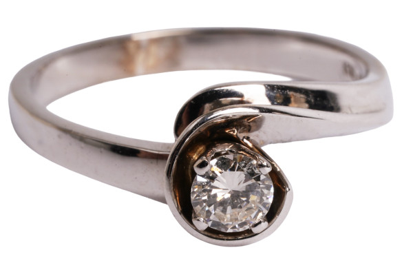 moderner 0,28ct. Diamant Ring Solitär Verlobungsring 585 Weißgold RG 54