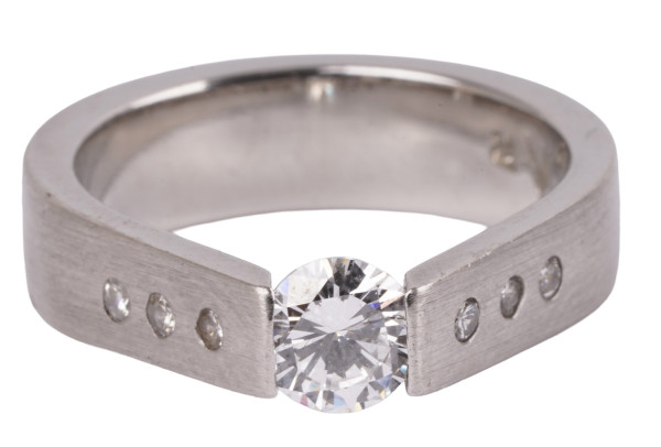 0,72ct. Unikat Spannring aus 950 Platin Brillanten Design Hufeisen Luxus RG53