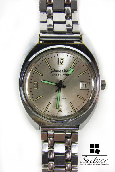 Glashütte Spezimatik automatik Herren Uhr Kal. 75 GuB Stahl DDR Vintage