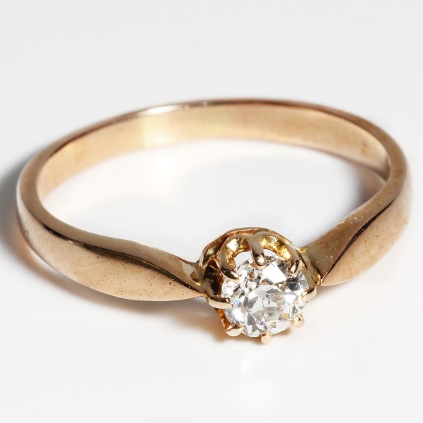 antiker Ring Jugendstil Diamant ca. 0,35 ct. 585 Gold Klassiker