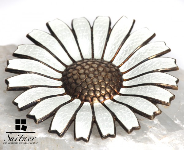 Anton Michelsen Denmark Silber Emaille Brosche Margarete Brooch Dänemark