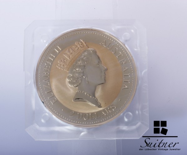 Australien 2 Dollar 1995 Kookaburra PP 2 Unzen Proof Silber selten