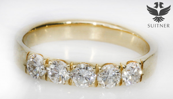 1,05ct. Halb Memory Ring aus 585 Gold mit 5 Brillanten