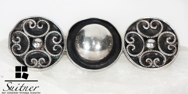 Antike 835 Silber Brosche Filigran Schmuck Modernist wohl Dänemark Kugeln