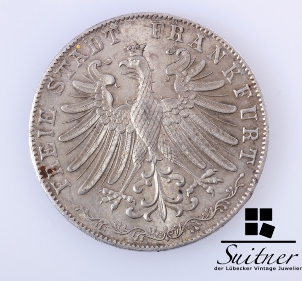 seltene Medaille freie Stadt Frankfurt 1855 Doppeladler Religons Feier Thaler