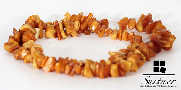 antike Bernsteinkette Endloskette Butterscotch Brocken real Natur Amber