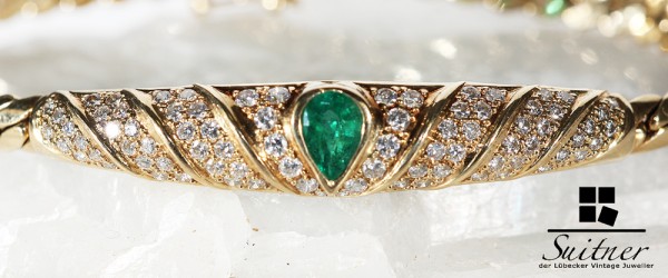 wertvolles Smaragd Brillant Armband aus Gold 750 insgesamt 1,54 ct