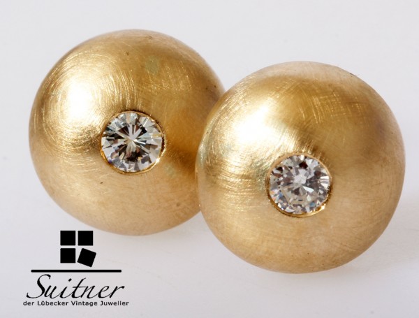 moderne runde 0,50ct. Brillant Ohrclips 585 Gold mattiert Ohrring Design XL