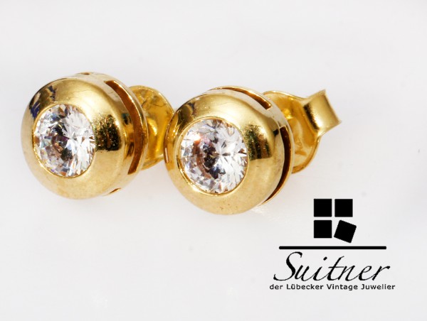 Klassiker Solitär Ohrstecker aus 585 Gold mit Steinen in je 0,25ct. Größe