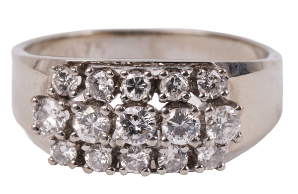 Vintage Cluster Ring mit 0,75ct Brillanten 585 Weißgold Gr. 56 Top Wesselton E