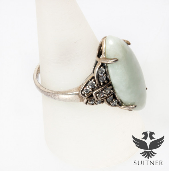 Ring Sterling Silber 925 Zirkone Nephrit