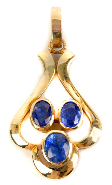 wertvoller Jugendstil 1,74ct. Saphir Anhänger 750 Gold floral Burma