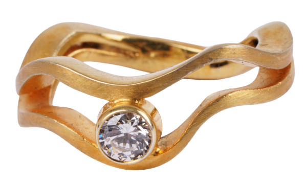 Unikat 0,50ct. Ring aus 925er Silber Gold vergoldet Handarbeit Gr. 59